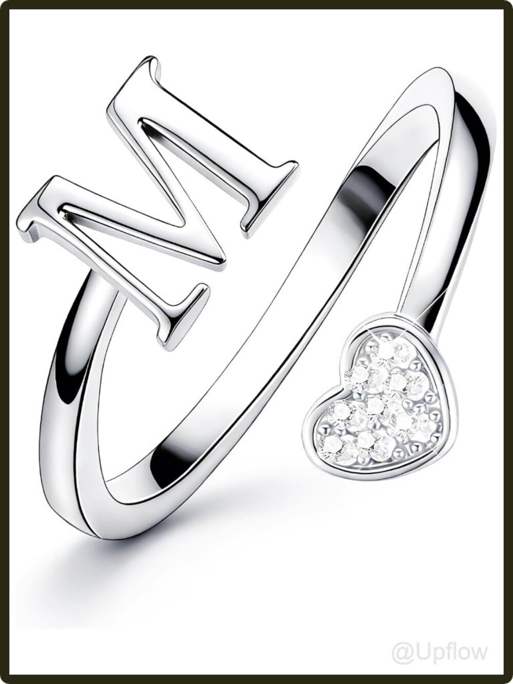 Heart Initial Rings Women Teen Girls Adjustable 14K Gold Plated Stacking Gift